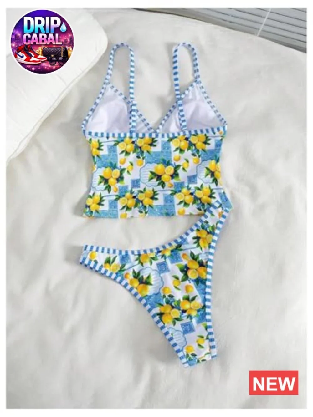 2 Piece Tropical Tankini Swimsuits Vacation Outfits Fruit Print Halter Sets